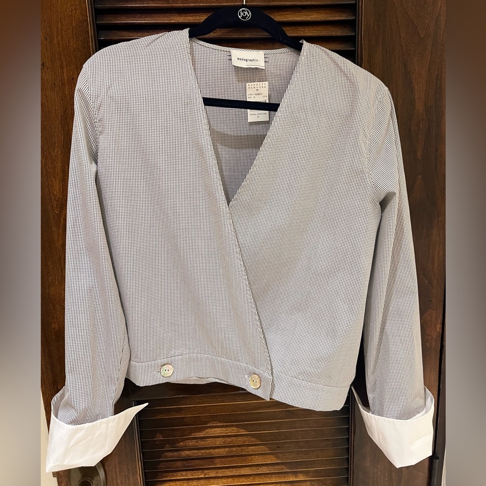 MONOGRAPHIE Cropped Wrap Minimal Check Blouse/Jacket 💫Brand New!⭐️